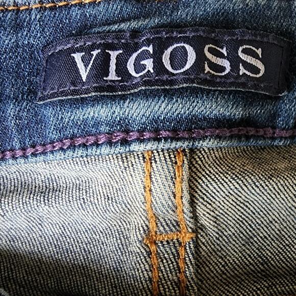 Vigoss Skinny Jeans Women 30X27 Jagger Striped Fray Hem High Rise Stretch Denim - Picture 11 of 14